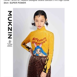 Mukzin Golden yellow turtleneck designer top